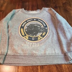 Womens Simply Southern Black Labrador Raised Right By Traditions Sweatshirt Med